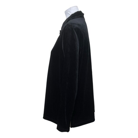 Blair Vintage Black Velvet Button Up Top Large Heart Button Up Long Sleeve 90s - Picture 2 of 7